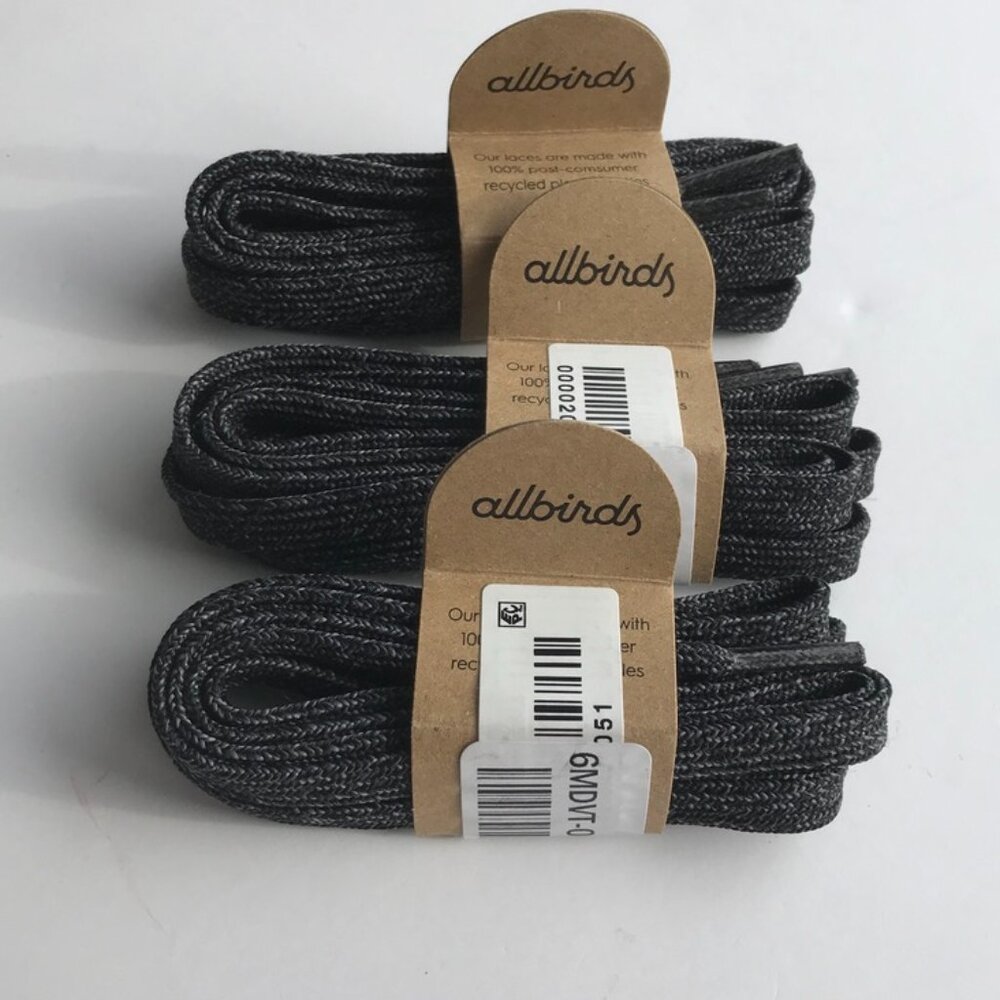 allbirds Tree Skippers Flat Lace in Natural Black 31" - 3 pack